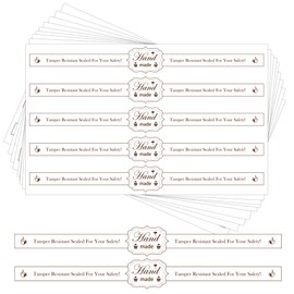 Food Retail Package Seal Stickers 9x1 Inch Safe Secure Tamper Evident Lids Proof Labels 200 Pcs for Freshness Labels for Handmade Crafted Baking (White)