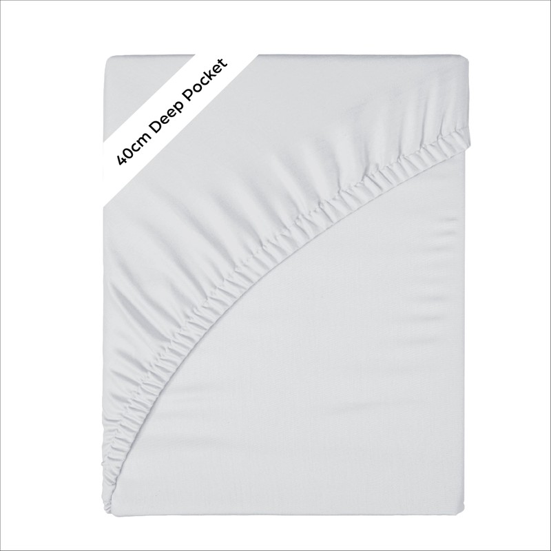 Funky Gadgets Double Fitted Sheet White Extra Deep Pocket 16
