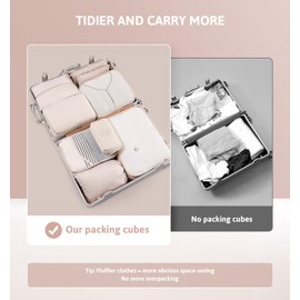 Meowoo 9Pcs Packing Cubes for Suitcases, Waterproof Luggage Organizer, Storage Bags Travel Essentials Bag with Cable Organisers Bag (Beige)