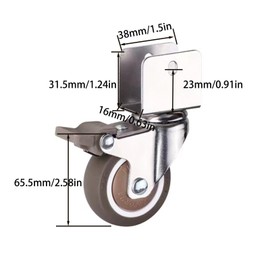 2 inch Swivel Caster Wheels with U-Bracket,Moving Swivel Wheel, with Brake TPE Rubber Caster,for Loading Capacity 200 Lbs,Set of 4 (0.6"/16mm)…