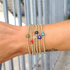 choice of all Evil Eye Bracelets for Women Gold Stackable Bracelets for Women Trendy Gold Beaded Bracelets for Women Valentine's Day Jewelry Gifts, adjustable, Alloy, no gemstone