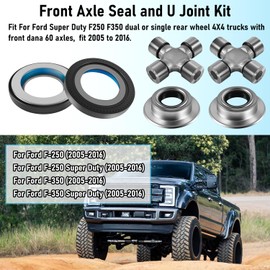 Front Axle Shaft U Joint Kit & Vaccum Knuckle Seal & Hub O-Ring & Dust Seals Kit Compatible With Ford F250 F350 Super Duty With Dana Super 60 (2005 to 2016)