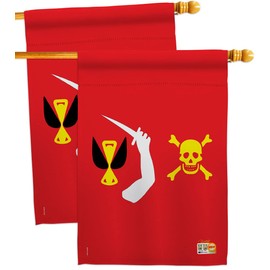 Christopher Moody House Flags 2 pcs Pack Coastal Pirate Ship Skull Treasure Map Carribean Jolly Blackbeard Jack Small Decorative Gift Yard Banner Made In USA 28 X 40