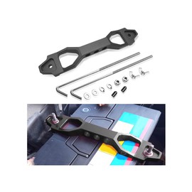 Couslcd Battery Hold Down Sets, Automotive Crossbar Holder Lock Mount with Galvanized Iron J Bolts, Billet Aluminum Alloy Car Battery Tie Down Bracket, Car Accessories for Most Vehicles (Black)