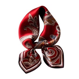 Aufeel 100% Pure Mulberry Silk Square Scarf for Hair-27''x27''- Women Silk Neckerchief Head Wrap Scarf(Date Red)