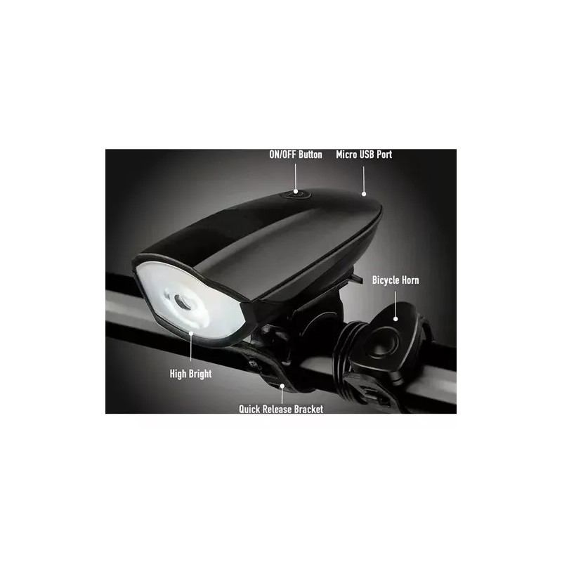 MIITONG Lampara Faro Bicicleta Recargable Luz Led Impermeable Cláxon