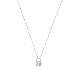 Amor 2034903 Necklace with Pendant 925 Sterling Silver Women's Sets with Synthetic Zirconia 42 + 3 cm Gold Lock Comes in Jewellery Gift Box, Cubic Zirconia