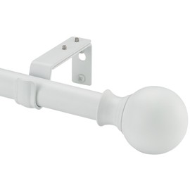 Window Curtain Rods 72 to 144 Inches, 1 Inch Diameter Adjustable Drapery Rod, Decorative Heavy Duty Curtains Rod with Fancy Round Finials for Living Room, Bedroom, Patio, Matte White