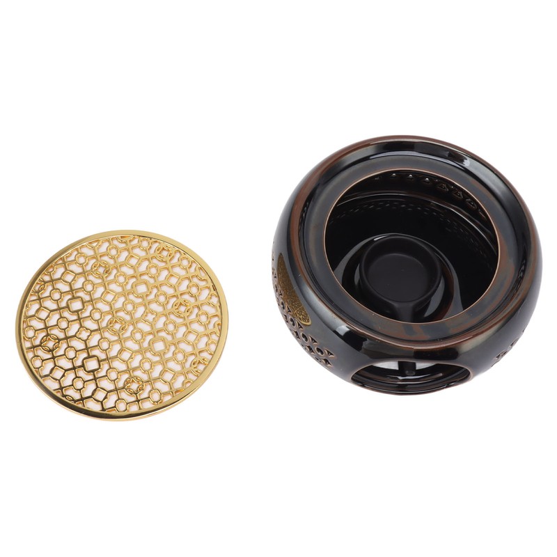 Bronze Brown Tea Light Teapot Warmer Hollow Concave Looking Ceramic