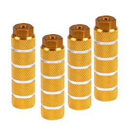KINSPORY 4PC Bike Pegs for 3/8 inch Axles, Aluminum Alloy Anti-Skid BMX Bicycle Pegs for Mountain Bike Backseats Stands Cycling Rear Stunt Pegs (Stripe Yellow)