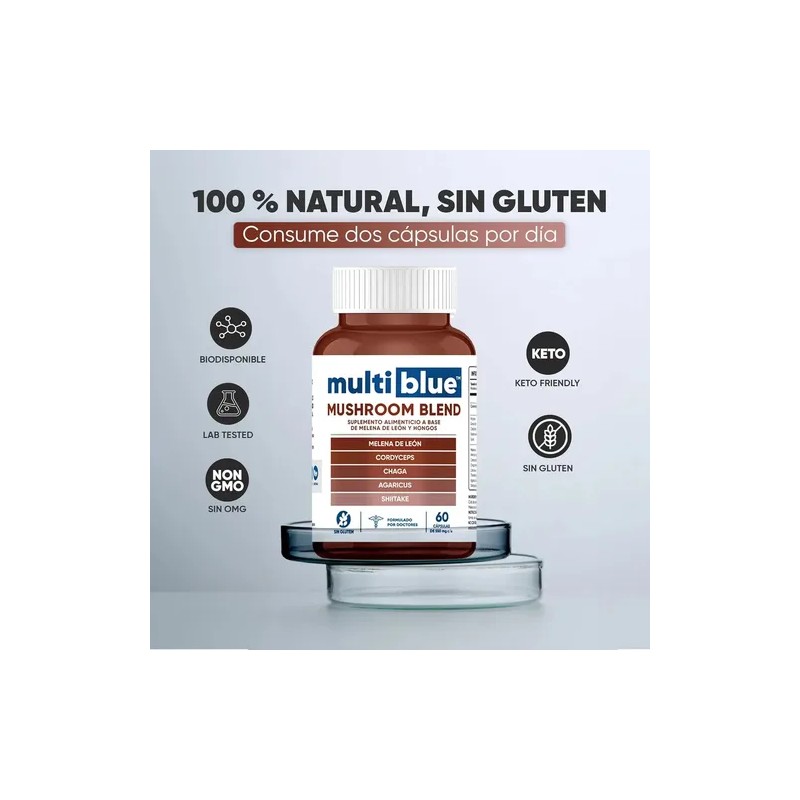 Suplemento Multiblue de Hongos con Melena de León y Cordyceps,