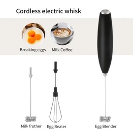 ELOQUE Powerful Milk Frother 2-in-1 Handheld & Egg Whisk - Portable, Battery-Powered Mini Blender with Stainless Steel Stand - Ideal for Coffee, Latte, Matcha, Hot Chocolate