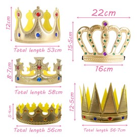 Trsnzul Crown for King 5 Pieces Crown King Birthday Crown King Crown with Rhinestone Crown Golden Birthday King Crown Hats Golden King Crown Birthday Crown for Birthday Party