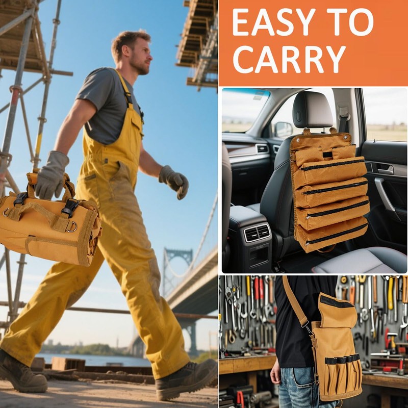 Tool Bag Roll Up, Heavy Duty Rolled Empty Tool Storage