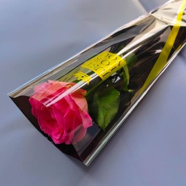 ZAYOIZY 50pcs Single Rose Sleeves Flower Bouquet Packaging Bags Clear Flower Wrapping Bag Plastic Bouquet Wrappers for Mother's Day Present (black, #3)