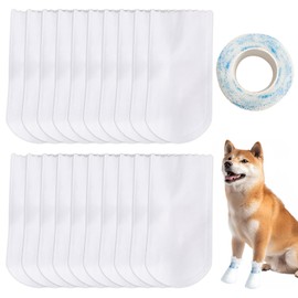 20 Pairs Dog Boots for Injured Paws Waterproof Disposable Dog Socks Paws Stop Licking Preventing Dogs from Licking Suitable for Indoor and Outdoor Walking (M Size)