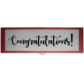 Rosewood Congratulations Wine Box Gift Set - Includes a Silver Plate Expressing Congratulations for any Occasion Including Weddings Anniversaries Important Dates Milestone Events and Birthday's.