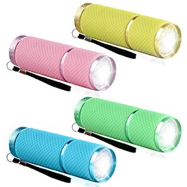 mizikuu Mini LED Torch, 4 Pieces Aluminium Children's Torch Extremely Bright Waterproof with Lanyard Torch Small Gifts for Children's Birthday Party for Camping Hiking Emergencies