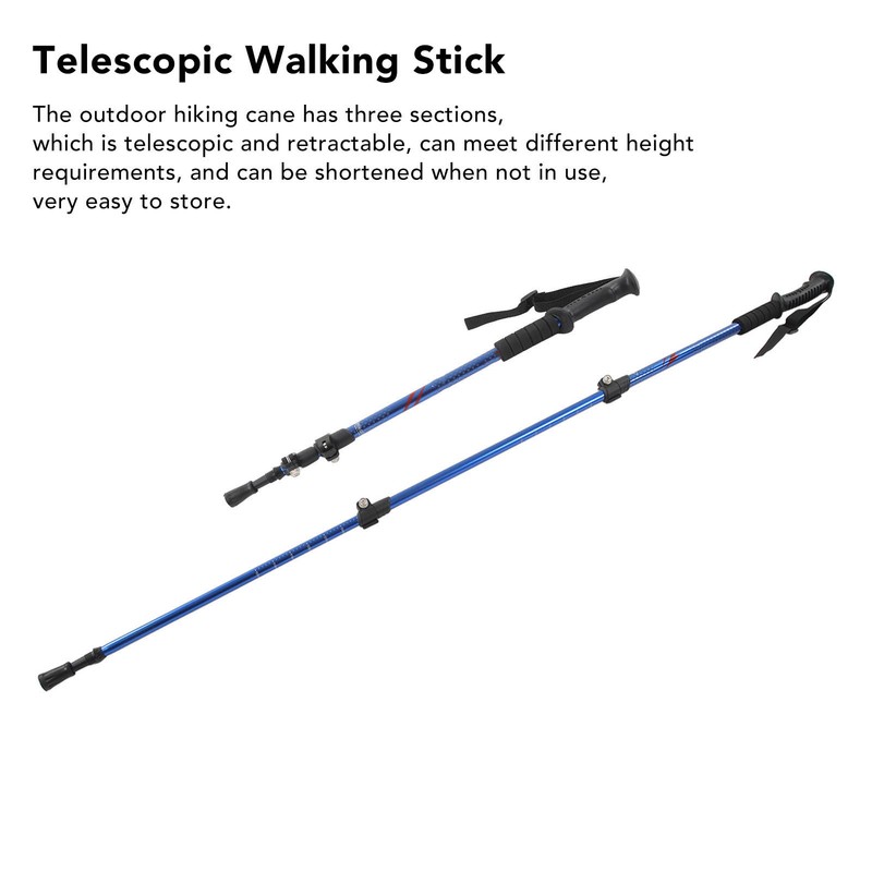 Telescopic Hiking Cane 3 Section Aluminium Alloy Walking Stick Retractable