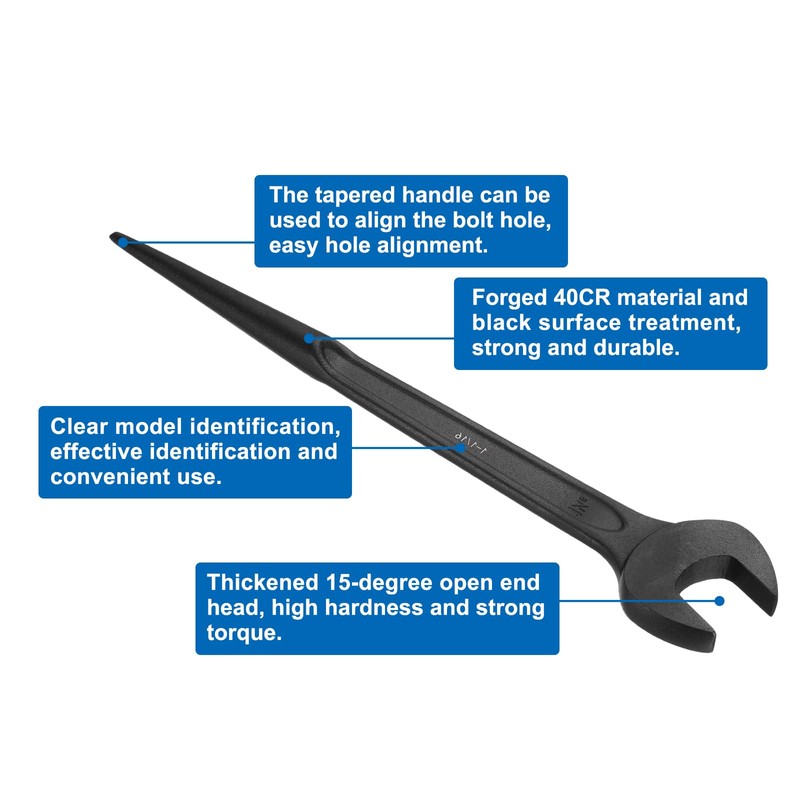 sourcing map Single Open End Spanner Wrench 1-1/16-inch 15 Degree