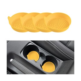 Mandark 4PCS Car Cup Holder Coaster, Silicone Anti-Slip Vehicle Insert Water Bottle Mat, Automotive Interior Insulation Drink Cup Pad Decor Accessories, Universal for SUV, Sedan, Truck (Yellow)