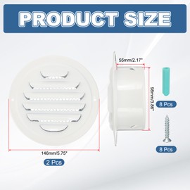 PATIKIL 4 Inch Round Air Vents, 2 Pcs Outlet Vents Cover Bulk Cover 304 Stainless Steel Louver Grille Cover Ducting Air Ventilation Wall Vent Cover for Ceiling Mount Bathroom Vent, White