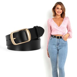 SUOSDEY Fashion Leather Belts for Women Ladies Belts for Jeans Dresses Pants with Classic Pin Buckle black