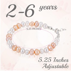 Baby Crystals Beaded Bracelets for Girls, Sterling Silver Cultured Freshwater Pearl Bracelet, Baby Girl Toddler Keepsake, Birthday Girl Gifs