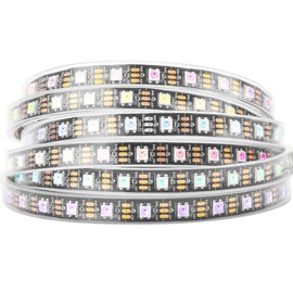 BTF-LIGHTING WS2812B 16.4ft 5m 60LEDs/Pixels/m Individually Addressable 5050SMD LED Strip Black PCB Full Color Flexible LED Pixel Strip Dream Color IP67 Waterproof DC5V for Indoor Lighting