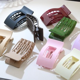 XIMEO 6PCS Flat Hair Clips for Women – Large Square Claw Clips for Thick Hair, Non-Slip Hair Accessories, Mixed Matte and Glossy Finish, Strong Hold for Daily Use (A)