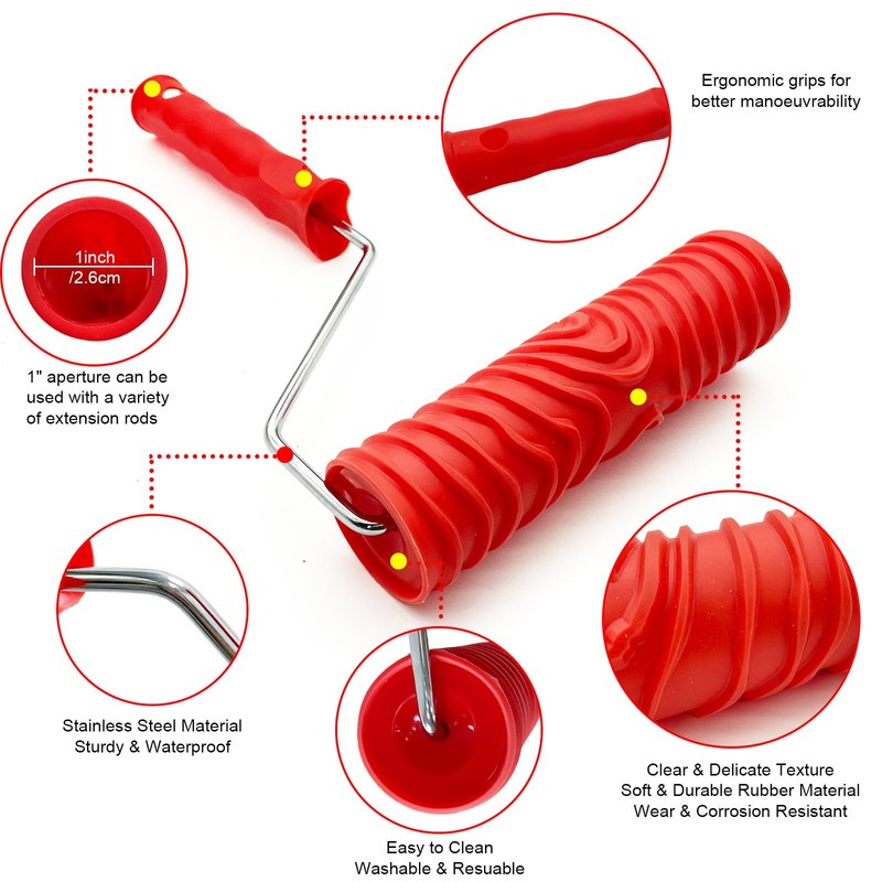 4-Pack Wood Grain Tool, Wood Graining Roller Painting Tool with