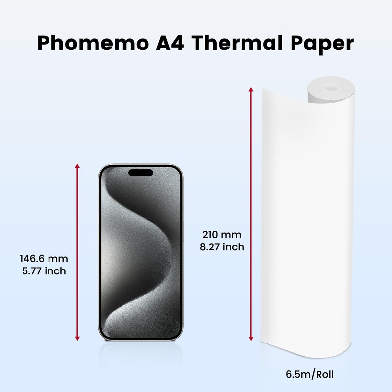 Phomemo A4 Thermal Printer Paper 4 Rolls, 210x297 mm, BPA