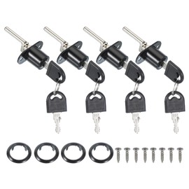 MECCANIXITY Drawer Lock with Keys, 19mm(3/4") Zinc Alloy File Cabinet Lock Cylinder Desk Cabinet Locks Keyed Different for Office Wardrobe Locker Showcase, Black Pack of 4