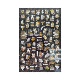 Autumn Palm Maple Leaf Banana Beach Flamingo Fish Self Adhesive 3D Nail Stickers F656 Laser Gold White Nail Wraps Stickers Manicure Supplies for Women Nails Full Long Lasting Easy Apply and Remove
