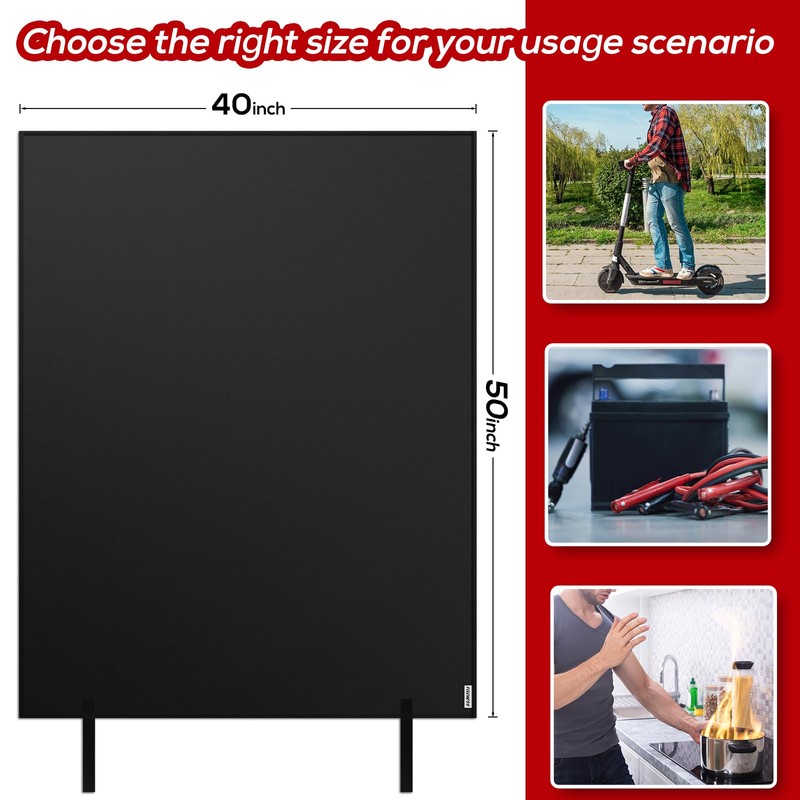 FIREWESS Lipo Battery Fireproof Cover Battery Safe Blanket for Ebike