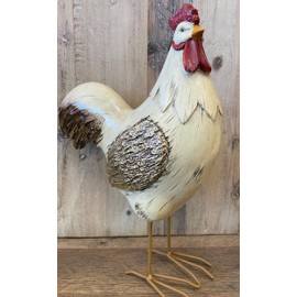 Generic Rooster/Hen Tabletop Statue Beige red, Polished Resin with Metal feet 13"" in heigth and 8"" in Width Great for Chicken Lovers and The Farmhouse Style Home, Medium