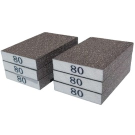 Tonmp 6 PCS 80 Grit Hand Sanding Blocks Set - Medium Sander Sponge, Wet and Dry Dual-use Sanding Sponges, Washable and Reusable, Ideal for Wood Metal Wall Polish