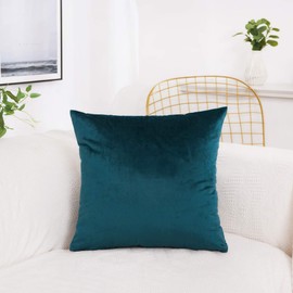 YunJeude Cushion Covers 15.7 x 15.7 inches (40 x 40 cm), Scandinavian Set of 3 Stylish Cute Velvet Solid Modern Antique Natural Zipper Interior Home Decor Car Room Decoration (40x40, Green)