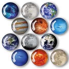 Glass Fridge Magnets, 12Pcs Cute Magnets Refrigerator Glass Locker Magnets for Kitchen Office Whiteboards Cabinets Photos Party Creative Strong Decorative for Gift