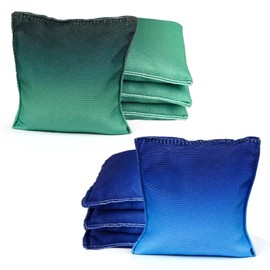 Weather Resistant Cornhole Bags, Gradient Corn Hole Bags Set of 8, Professional ACL Cornhole Bean Bags, Modified Size Cornhole Bags for Tossing Game, Includes Tote Bag (DBlueBlue & DGreenGreen)