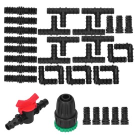 Kit de riego por goteo, 34 piezas / juego de accesorios de riego por goteo con adaptador de grifo G 1/2, conector en T, suministros de riego por aspersión para jardín, invernadero, granja, césped