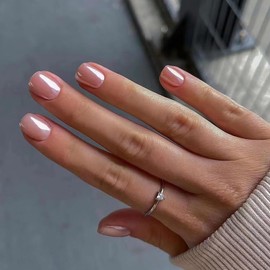 Square Press On Nails Short Fake Nails Acrylic Nails Press Ons Glossy Pink False Nails With Artificial Glossy Designs Full Cover Glue On Nails Short Stick On Nails For Women Girls