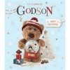 Godson Christmas Card - Wonderful Godson - Barley Teddy Bear