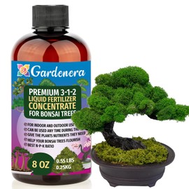 Premium Liquid Bonsai Plant Fertilizer - 3-1-2 Concentrate for Indoor Plants and Flowers by Gardenera | Organic Plant Food for Bonsai - 8oz