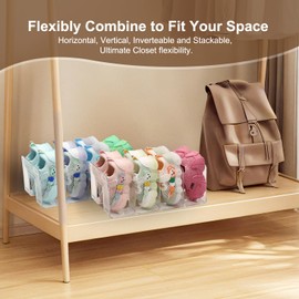 Clear Acrylic Kids Shoe Rack for Closet Organizers and Storage, Small Shoe Rack 4 Sections Toddler Baby Shoe Storage Organizer Stackable Shoe Shelf(2 Pack)