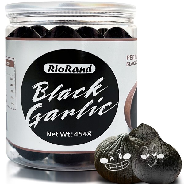 RioRand Ajo negro entero envejecido durante 90 días (un solo diente de ajo negro). 453 gramos (1 libra)