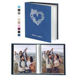 Miaikoe Small Photo Album 6x4 52 Pockets 2 Packs, Slip in Top Loading Mini Linen Album Book Holds 100 Vertical 10x15cm Photos for Family Wedding Anniversary (Blue)