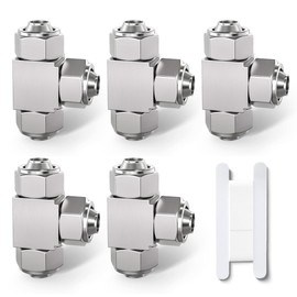 Bwintech 5 Pcs 8mm 3 Way Tee Push To Connect Lock Nut Tube Pneumatic Fitting,3 Way Nickel Plated Brass Quick KPE8 Air Line Adapter