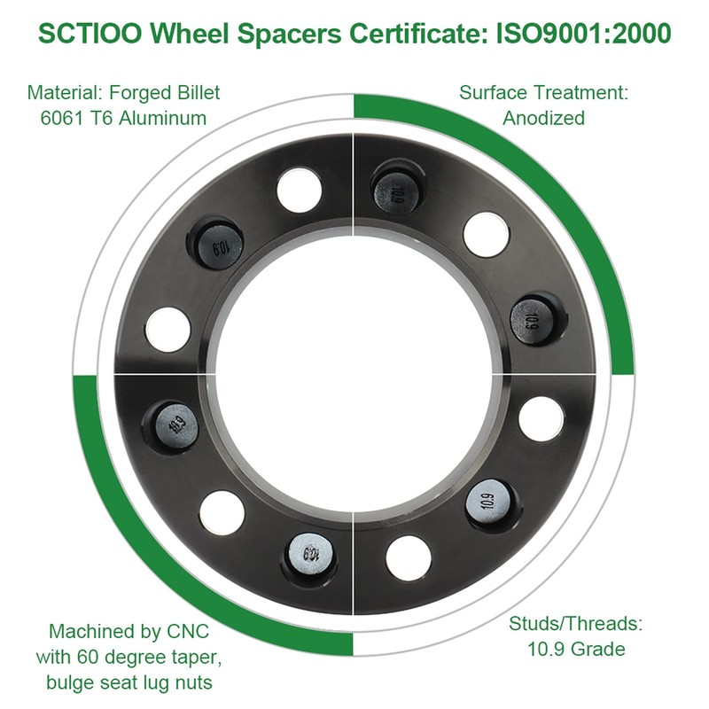 SCITOO 2X 5 Lug 1" Wheel Spacer Adapters 5x100mm to