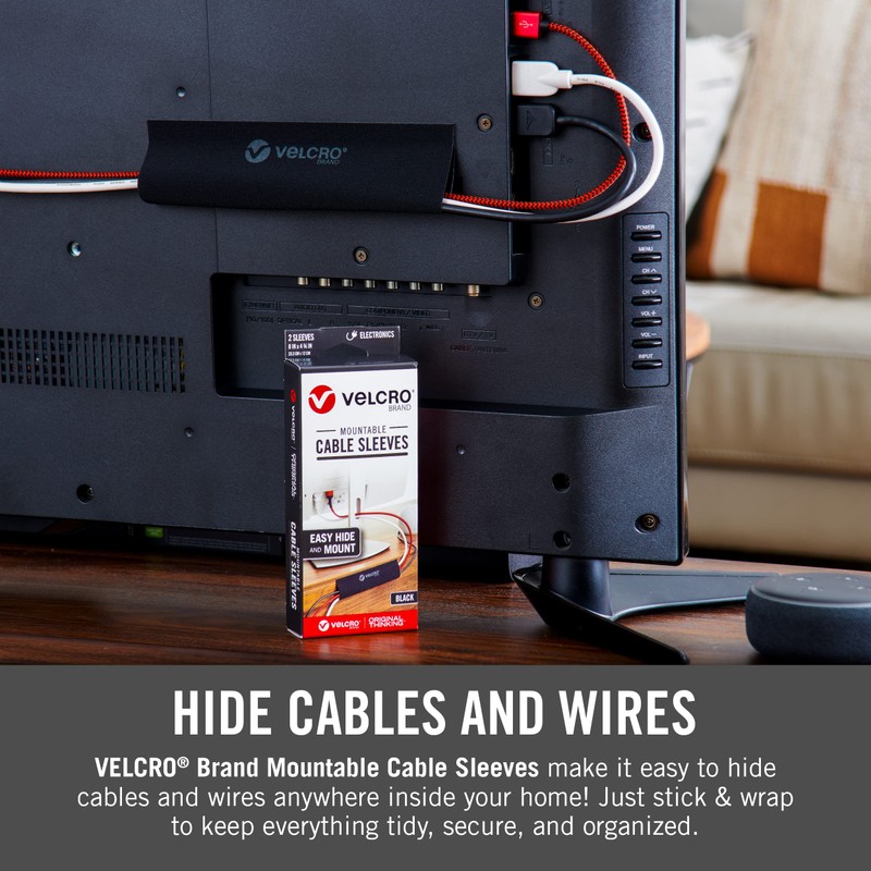 VELCRO Brand Mountable Cable Sleeve | Cord Management Mounts on
